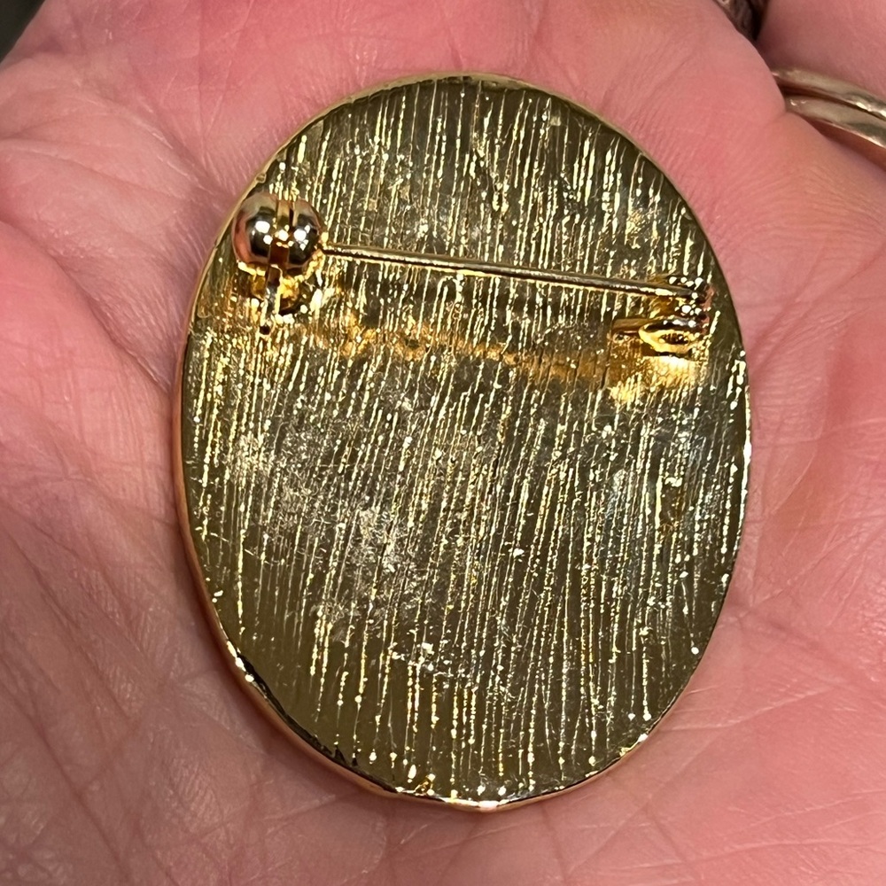 Vintage Cameo left facing Red and White Brooch - Picture 7 of 7